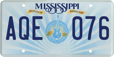 MS license plate AQE076