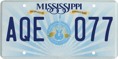 MS license plate AQE077