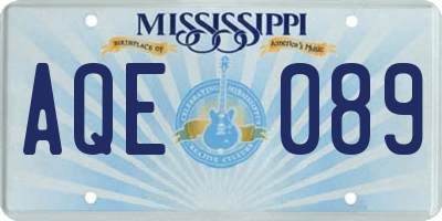 MS license plate AQE089