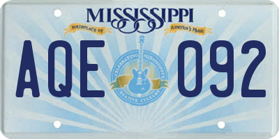 MS license plate AQE092