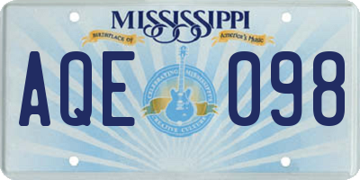 MS license plate AQE098