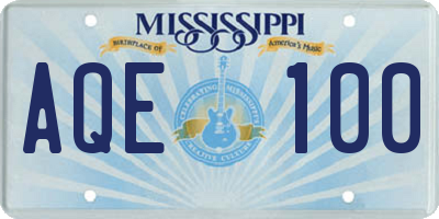 MS license plate AQE100