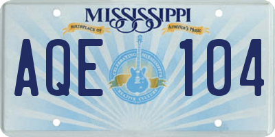 MS license plate AQE104