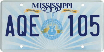 MS license plate AQE105