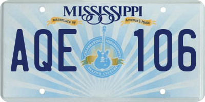 MS license plate AQE106