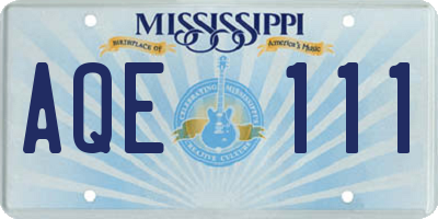 MS license plate AQE111