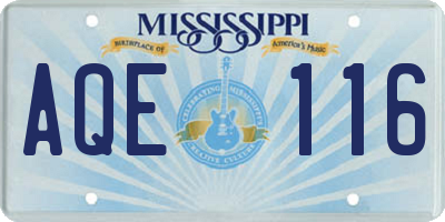 MS license plate AQE116