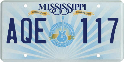 MS license plate AQE117