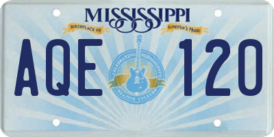 MS license plate AQE120