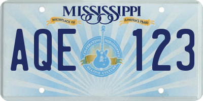 MS license plate AQE123