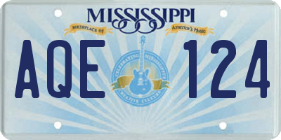 MS license plate AQE124
