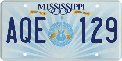 MS license plate AQE129