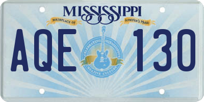MS license plate AQE130
