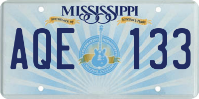MS license plate AQE133