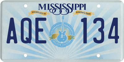 MS license plate AQE134