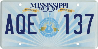 MS license plate AQE137