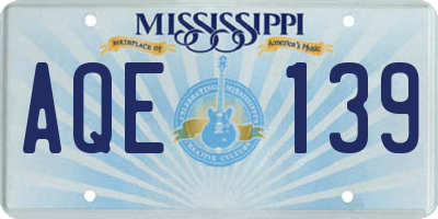 MS license plate AQE139