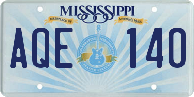 MS license plate AQE140