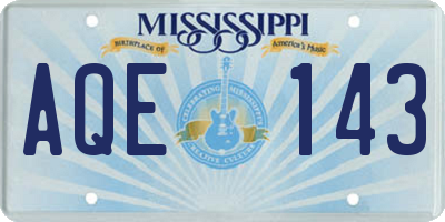MS license plate AQE143