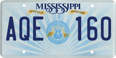 MS license plate AQE160