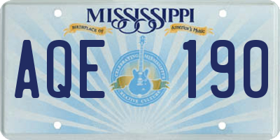 MS license plate AQE190