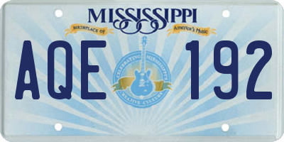 MS license plate AQE192