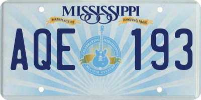 MS license plate AQE193