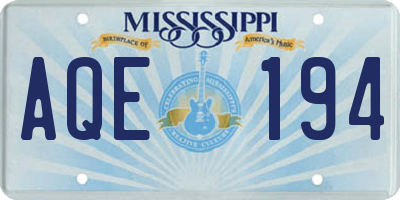 MS license plate AQE194