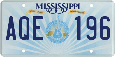 MS license plate AQE196
