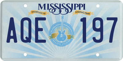 MS license plate AQE197
