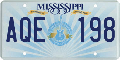 MS license plate AQE198