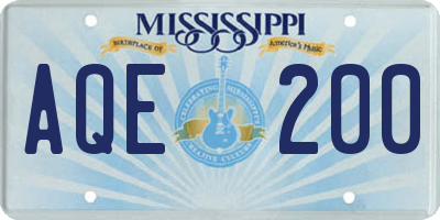 MS license plate AQE200