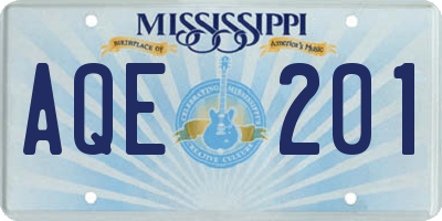 MS license plate AQE201