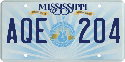 MS license plate AQE204