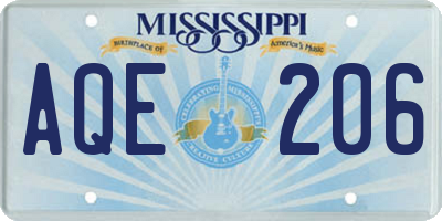 MS license plate AQE206