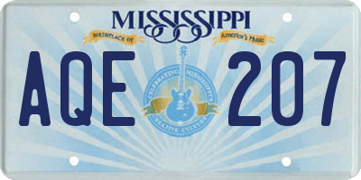 MS license plate AQE207