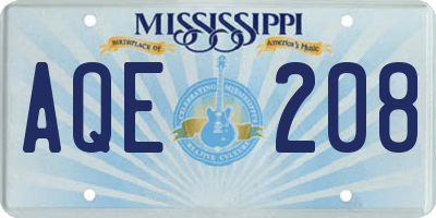 MS license plate AQE208