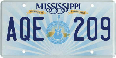 MS license plate AQE209