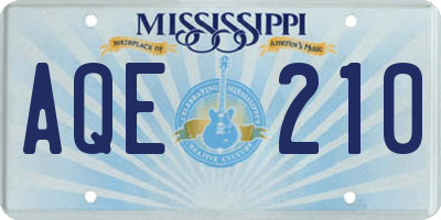 MS license plate AQE210