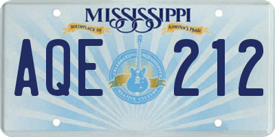 MS license plate AQE212