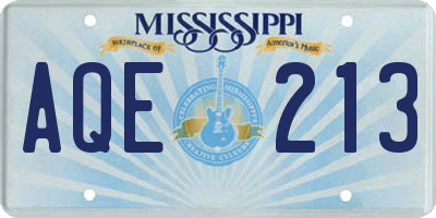MS license plate AQE213