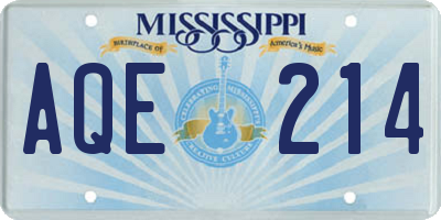 MS license plate AQE214