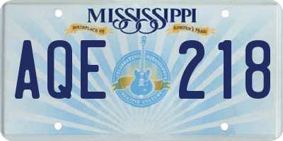 MS license plate AQE218