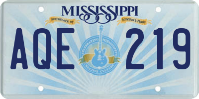MS license plate AQE219