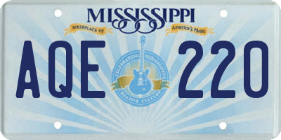 MS license plate AQE220