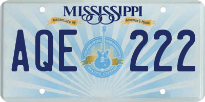 MS license plate AQE222