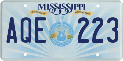 MS license plate AQE223