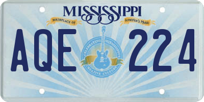 MS license plate AQE224