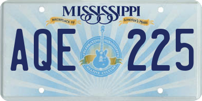 MS license plate AQE225
