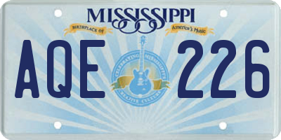 MS license plate AQE226